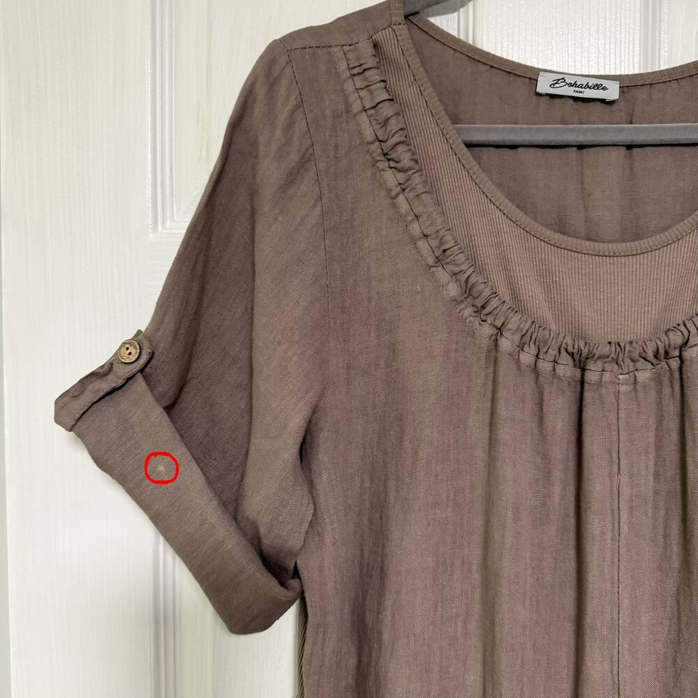 Bohabille Women's Linen Lagenlook Bubble Hem Dress Size Large - Picture 13 of 16